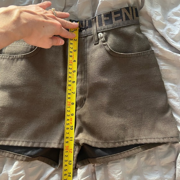 Fendi Brown Logo Waistband Denim Shorts - Picture 8 of 8